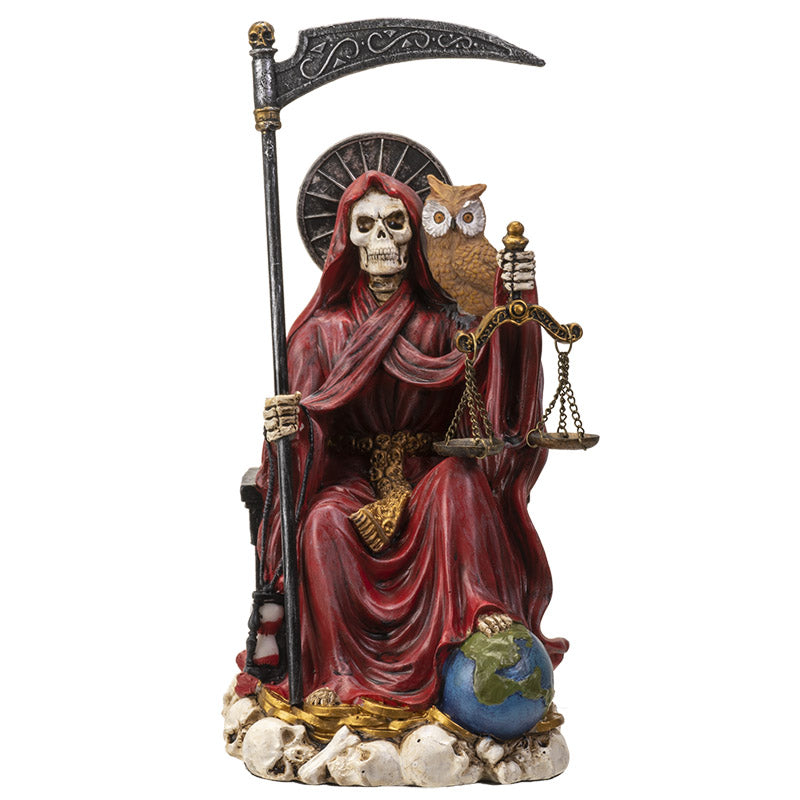 Santa Muerte Altar authentic Statue With Scythe and Scale, Desktop decoration