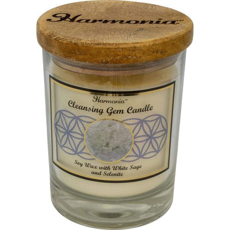 9 oz Harmonia Soy Gem Candle - Cleansing - Selenite - Magick Magick.com
