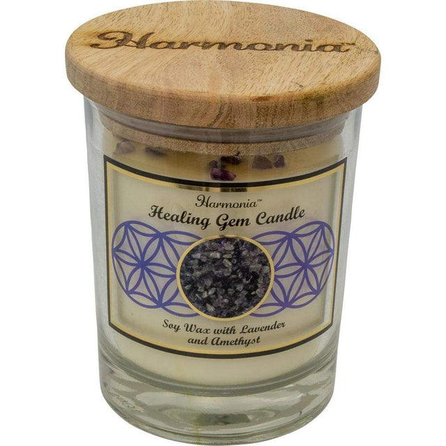 9 oz Harmonia Soy Gem Candle - Healing - Amethyst - Magick Magick.com