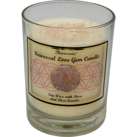 9 oz Harmonia Soy Gem Candle - Universal Love - Rose Quartz - Magick Magick.com