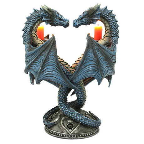 9.1" Double Dragon Heart Candle Holder - Magick Magick.com