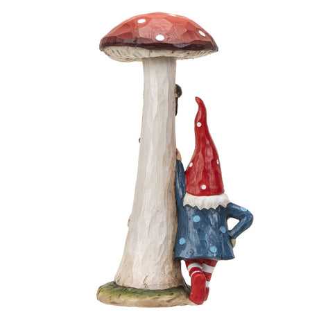 9.45" Gnome Statue - Gnome with Mushroom (Light Up LED) - Magick Magick.com