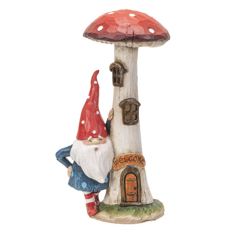 9.45" Gnome Statue - Gnome with Mushroom (Light Up LED) - Magick Magick.com