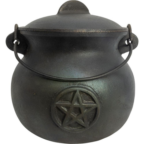 9.5" Cast Iron Food Grade Cauldron - Pentacle - Magick Magick.com
