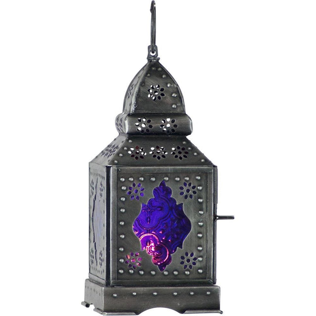 9.5" Glass & Metal Lantern - Temple Purple - Magick Magick.com