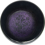 9.5" Singing Bowl Round Sided - Purple Flower of Life - Magick Magick.com