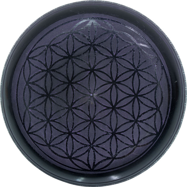 9.5" Singing Bowl Round Sided - Purple Flower of Life - Magick Magick.com