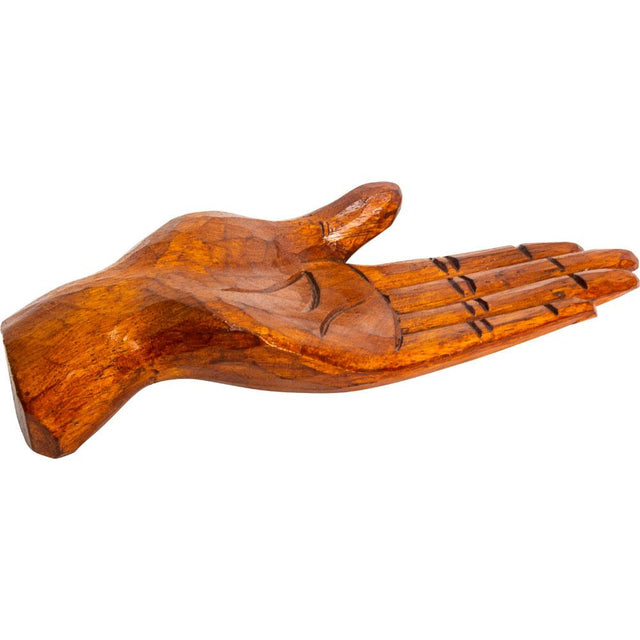9.5" Wood Incense Holder Mudra Hand - Brown - Magick Magick.com