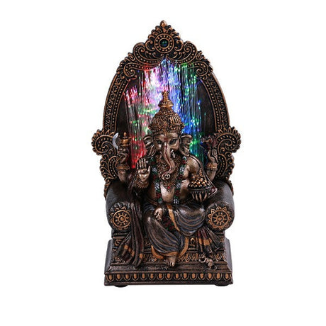 9.75" Hindu Statue - Seated Ganesha Fiber Optic - Magick Magick.com
