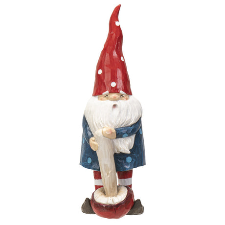 9.8" Gnome Statue - Gnome on Mushroom - Magick Magick.com