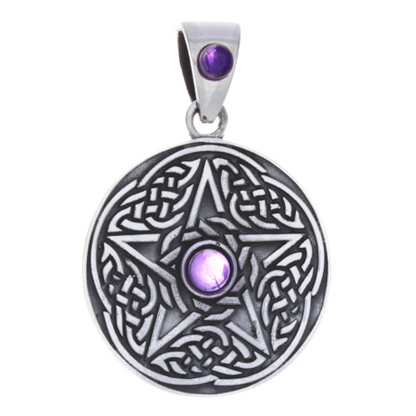 Amethyst Celtic Pentacle Sterling Silver Pendant - Magick Magick.com
