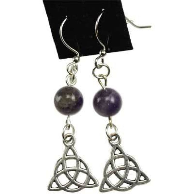 Amethyst Triquetra Earrings - Magick Magick.com