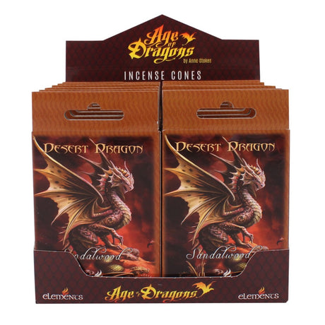 Anne Stokes Incense Cones Display - Desert Dragon (12 Packs of 15 Cones) - Magick Magick.com