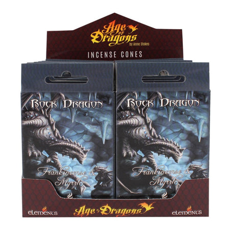 Anne Stokes Incense Cones Display - Rock Dragon (12 Packs of 15 Cones) - Magick Magick.com
