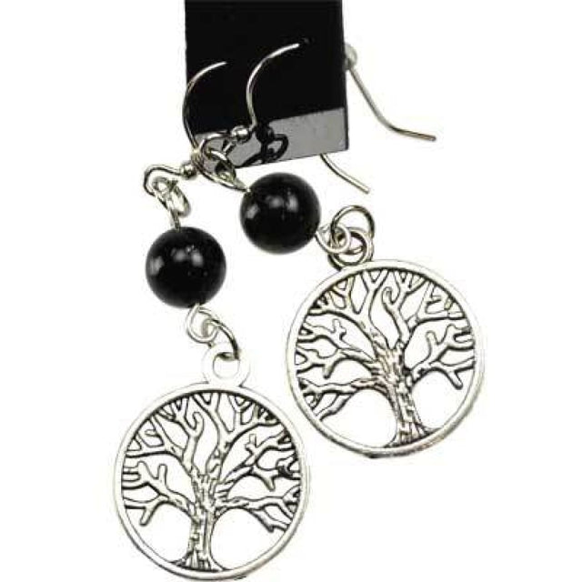Black Onyx Tree of Life Earrings - Magick Magick.com