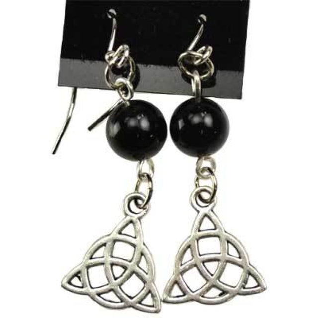 Black Onyx Triquetra Earrings - Magick Magick.com