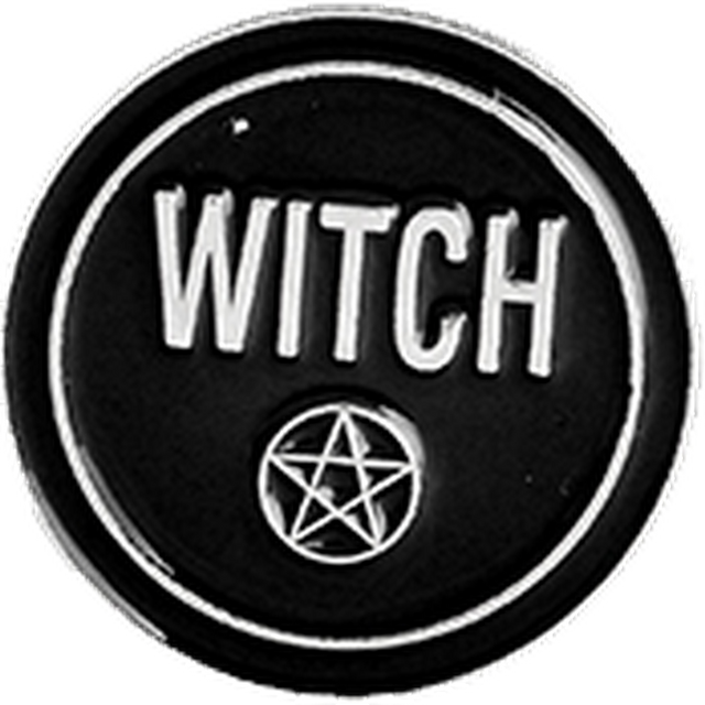 Black Round Witch Pin with Pentagram Enamel Pin - Magick Magick.com