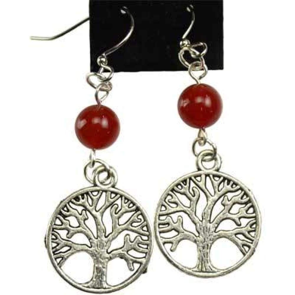 Carnelian Tree of Life Earrings - Magick Magick.com