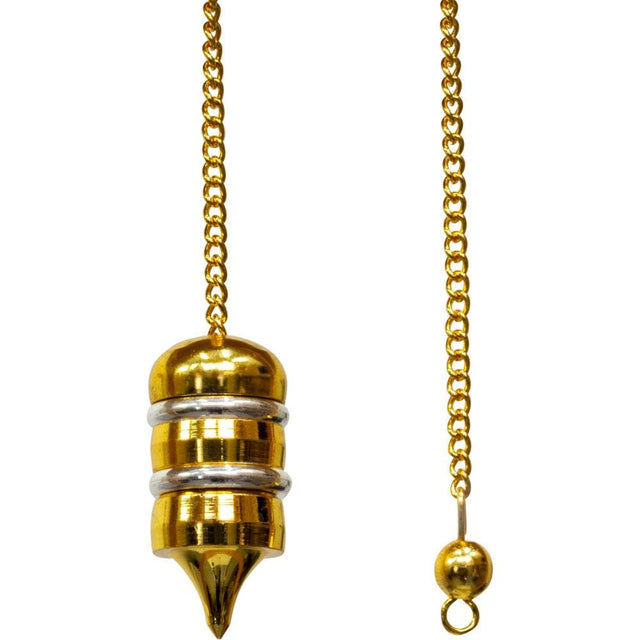 Chambered Pendulum - Multi Layered Brass with Silver Rings - Magick Magick.com