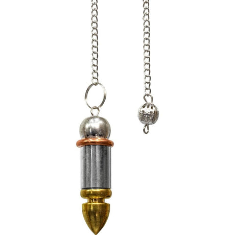 Chambered Pendulum - Silver/Brass Bullet with Copper Energy Ring - Magick Magick.com