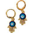 Copper Evil Eye Protection Earrings - Fatima Hand with Gems - Gold - Magick Magick.com