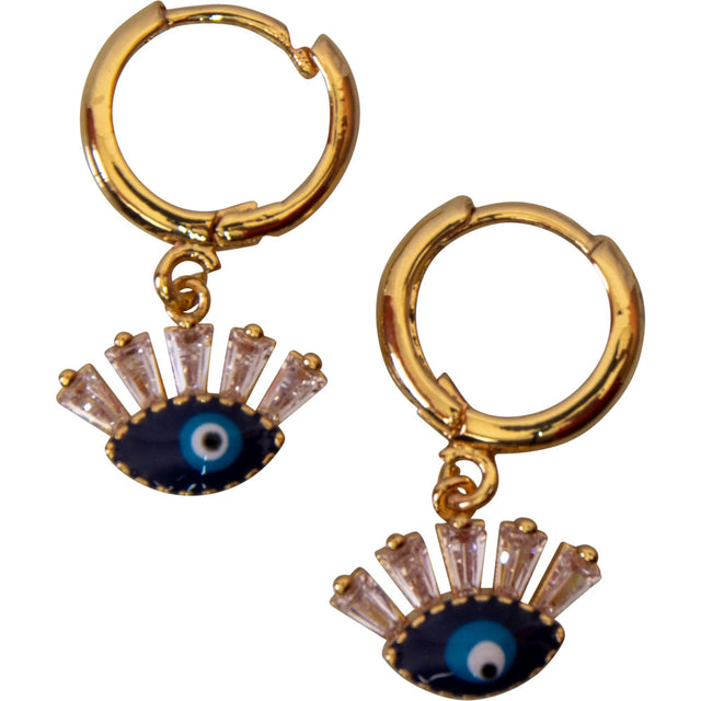 Copper Evil Eye Protection Earrings with Gem Eyelashes - Magick Magick.com