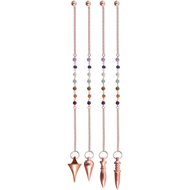 Copper Pendulum with Chakra Chain (Assorted Design) - Magick Magick.com