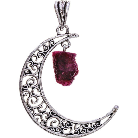 Crescent Moon Pendant - Natural Ruby - Magick Magick.com