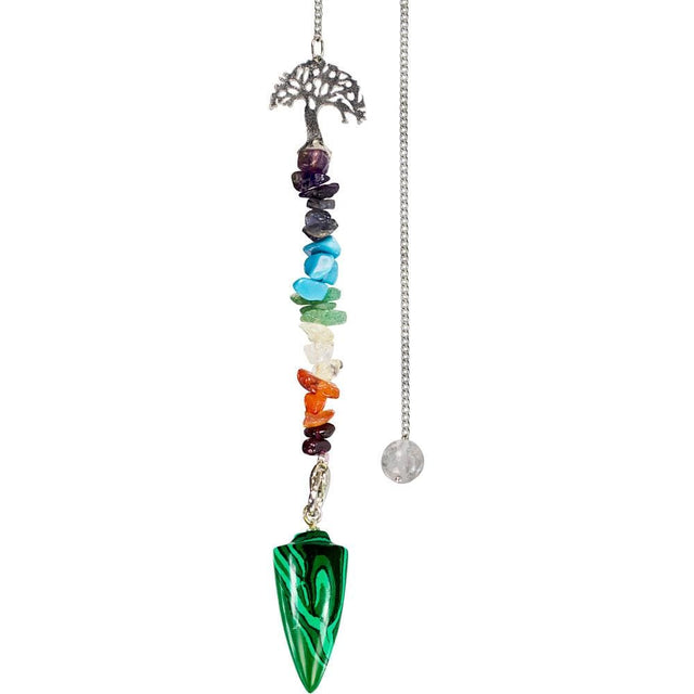 Curved Pendulum - Malachite Tree with Chakra - Magick Magick.com
