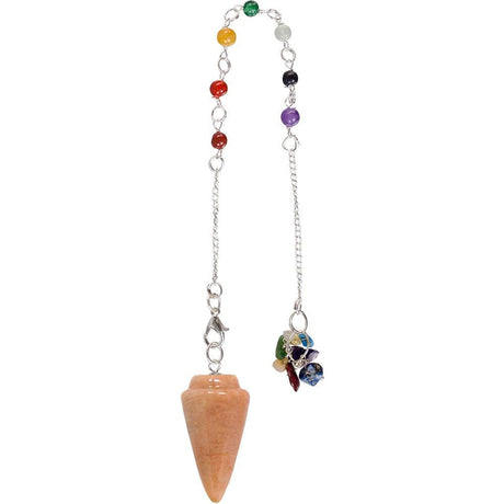 Curved Pendulum - Moonstone with Chakra Chain - Magick Magick.com