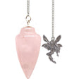 Curved Pendulum - Rose Quartz with Fairy - Magick Magick.com