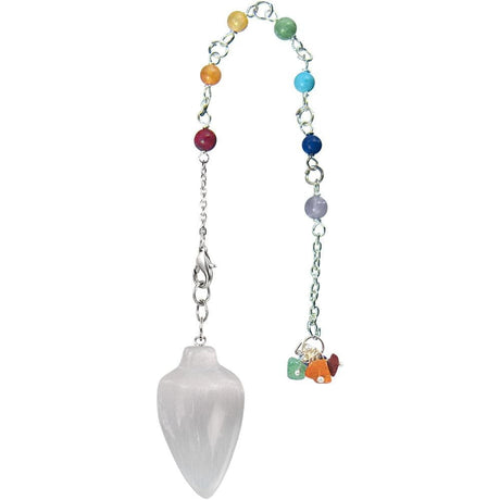 Curved Pendulum - Selenite with Chakra - Magick Magick.com