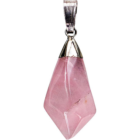 Diamond Shape Stone Pendant - Rose Quartz - Magick Magick.com