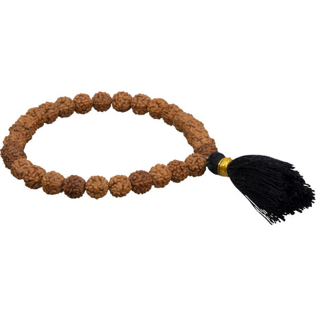 Elastic Rudraksha Seeds Mala Bracelet - Natural - Magick Magick.com