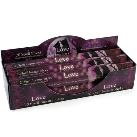 Elements Incense Sticks Display - Love (6 Packs of 20 Sticks) - Magick Magick.com