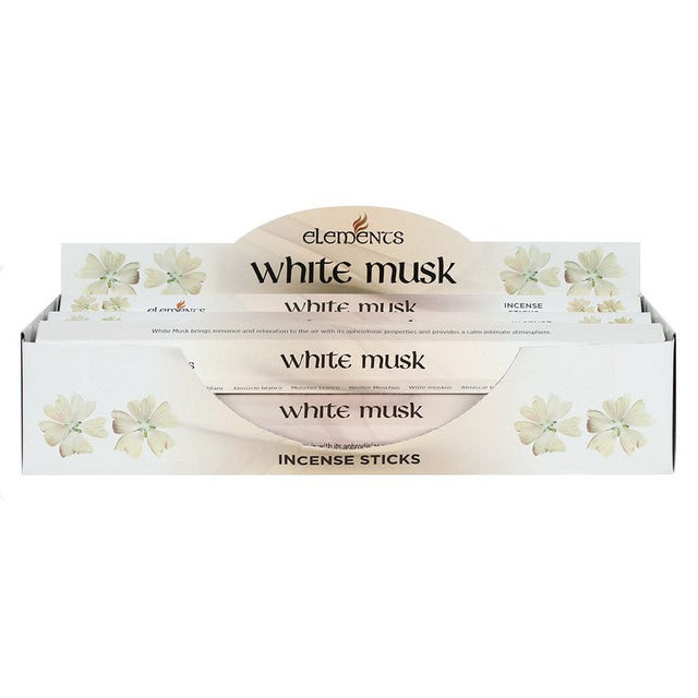 Elements Incense Sticks Display - White Musk (6 Packs of 20 Sticks) - Magick Magick.com