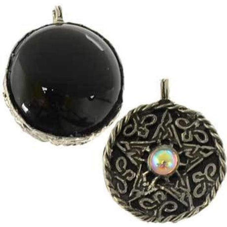 Fancy Pentagram With Black Onyx Scrying Disk - Magick Magick.com