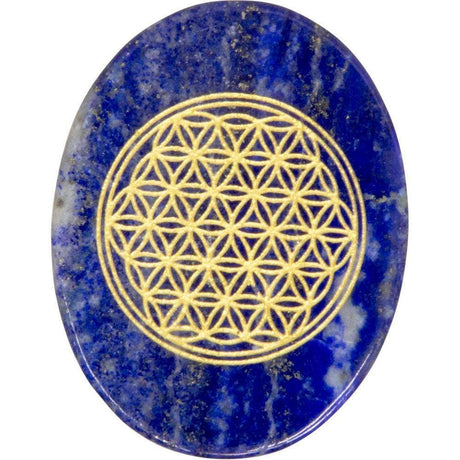 Flower of Life Pocket Stone - Lapis Lazuli - Magick Magick.com
