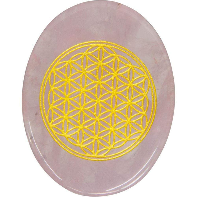 Flower of Life Pocket Stone - Rose Quartz - Magick Magick.com