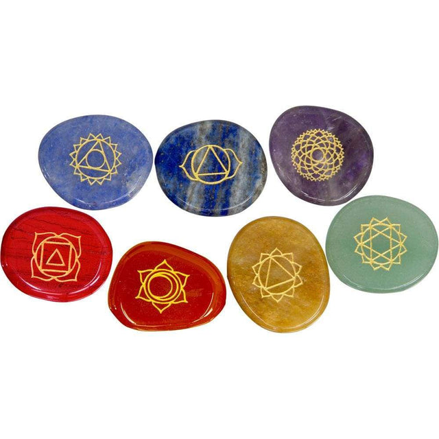 Gemstone Carved Worry Stone Chakras (Set 7) - Magick Magick.com