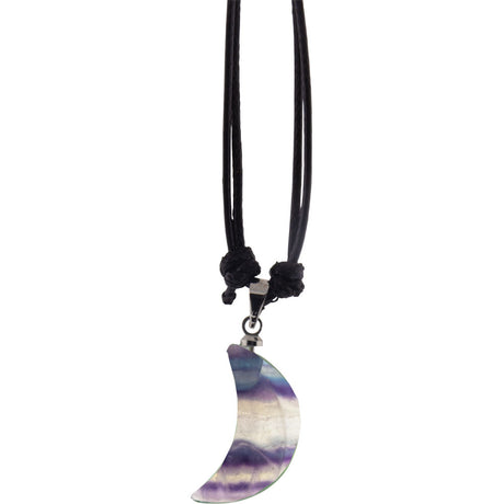 Gemstone Moon Necklace - Rainbow Fluorite - Magick Magick.com