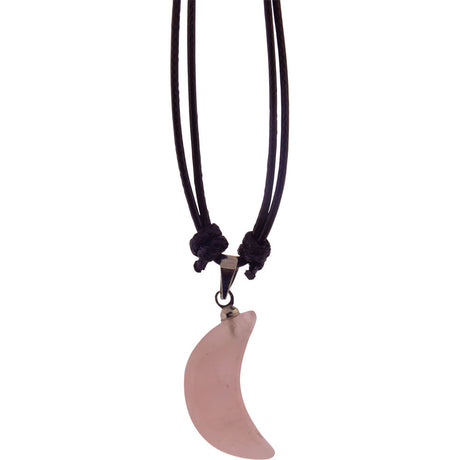 Gemstone Moon Necklace - Rose Quartz - Magick Magick.com