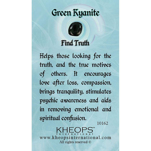Gemstone Properties Info Card - Green Kyanite - Magick Magick.com