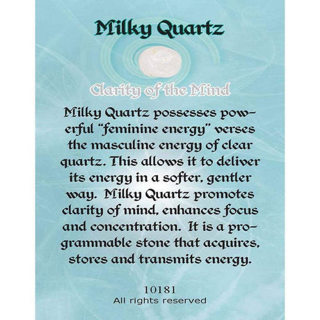 Gemstone Properties Info Card - Milky Quartz - Magick Magick.com