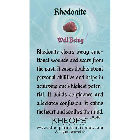Gemstone Properties Info Card - Rhodonite - Magick Magick.com
