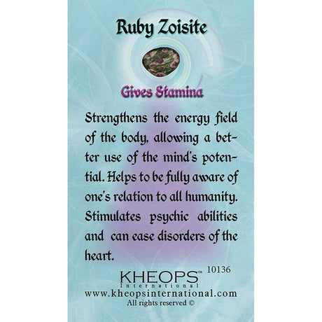 Gemstone Properties Info Card - Ruby Zoisite - Magick Magick.com