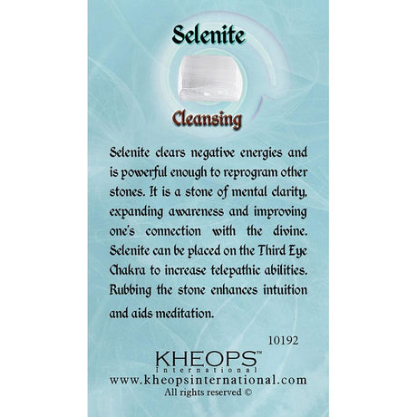 Gemstone Properties Info Card - Selenite - Magick Magick.com