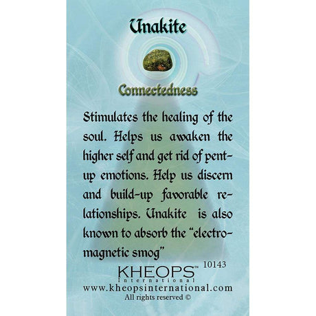 Gemstone Properties Info Card - Unakite - Magick Magick.com