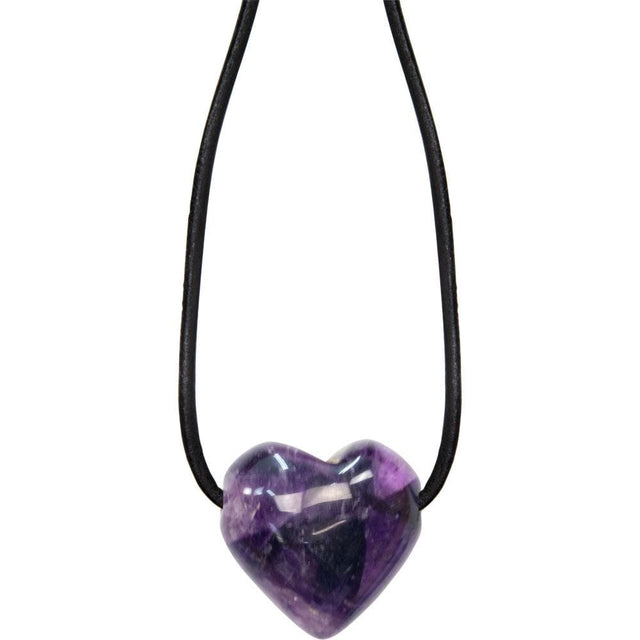 Gemstone Puffed Heart Necklace - Amethyst - Magick Magick.com