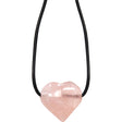 Gemstone Puffed Heart Necklace - Rose Quartz - Magick Magick.com